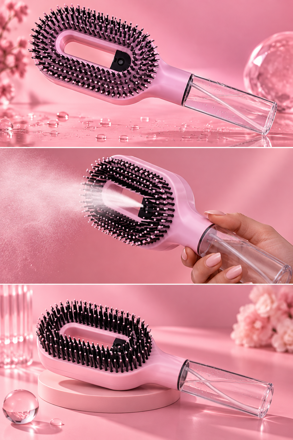2-in-1 Detangling Hair Brush with Water Spray